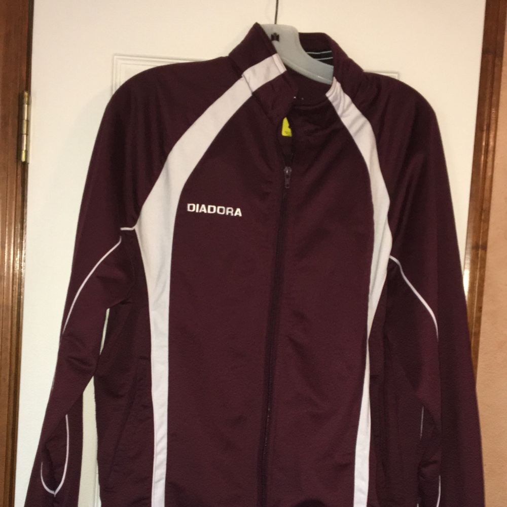 Maroon Diadora Soccer Warmup Jacket